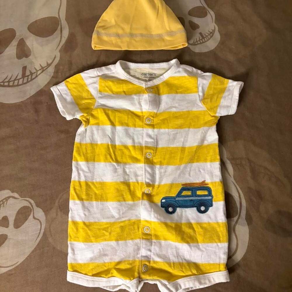 Carters yellow striped beach wagon